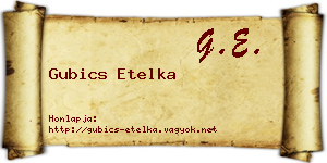 Gubics Etelka névjegykártya